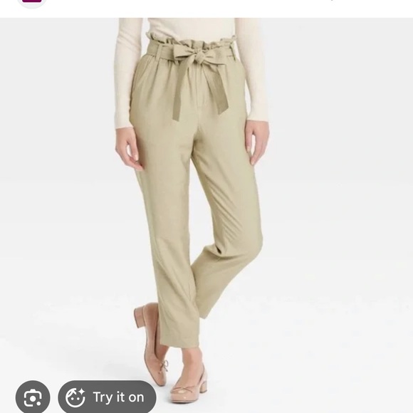 a new day Paper Bag High Waisted Tapered Pants with tags SIZE LARGE - Picture 5 of 6